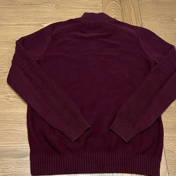 GUESS Men's Deep Burgundy Zip-Up Sweater - Picture 6 of 6